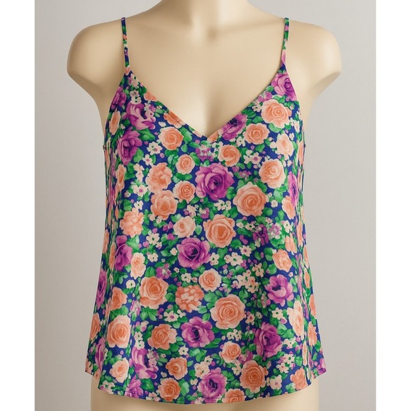 Forever 21 Floral Spaghetti Strap Tank Top M Rose Print Cottagecore Boho - Picture 1 of 8
